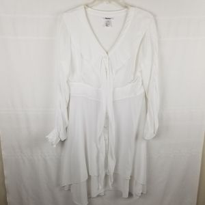 Vintage high low white sheer top pearl b…